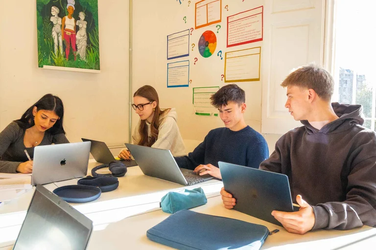 Four students at the computers