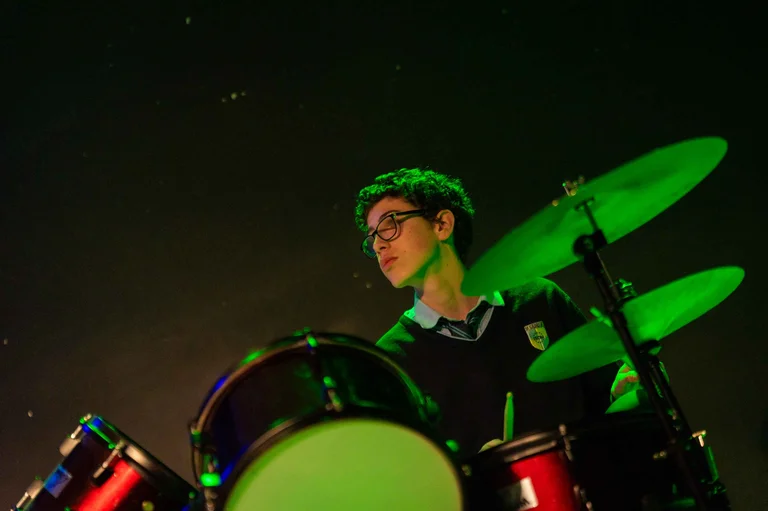 Student playing drums