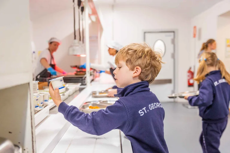 Student choosing a yogurt